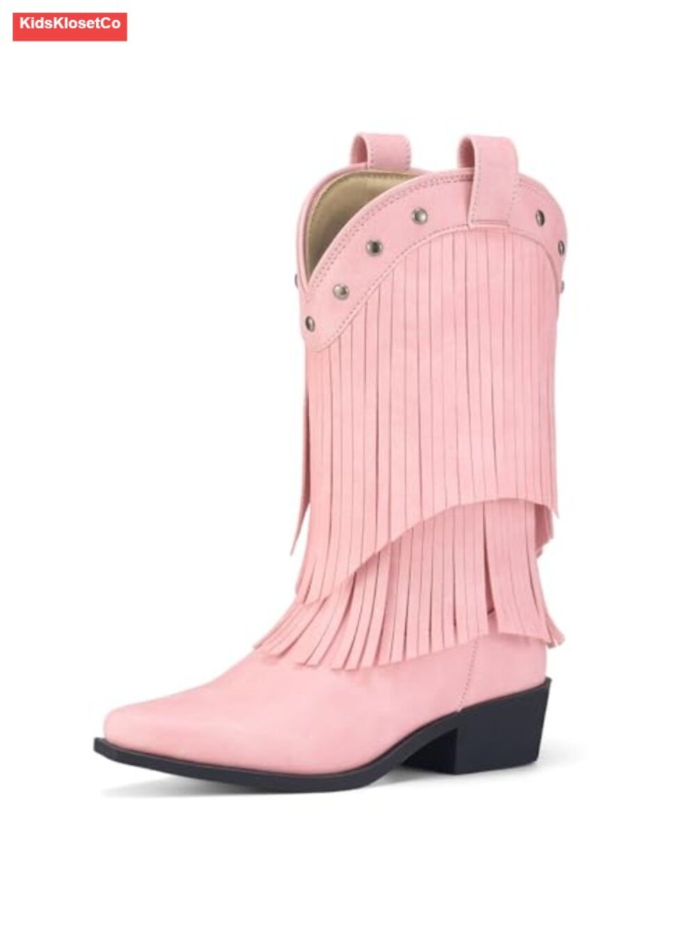 Girls Cowboy Boots with Tassel Fringe Snip Toe TPR Outsole Western Boots
